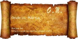 Ondris Márta névjegykártya